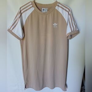 Adidas Origibals 3 Stripe T-Shirt Dress US S Color Majic Beige